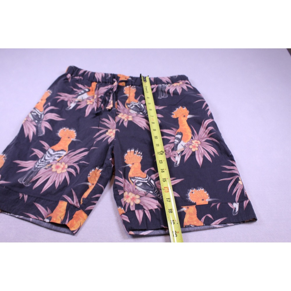 Desmond & Dempsey Men Hoopoe Bird Print Pajama Shorts Gray Cotton Large - Picture 2 of 5